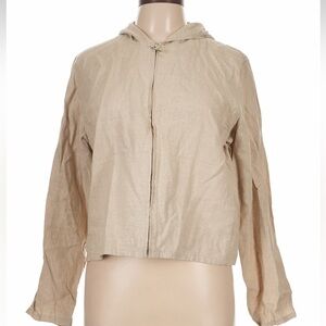 SPRING / SUMMER JACKET! Kate Hill casual 100% Linen hooded jacket size large